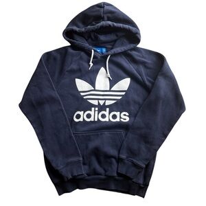 Adidas Originals Trefoil Hoodie Small Navy Blue Pullover Logo Size S Sweatshirt